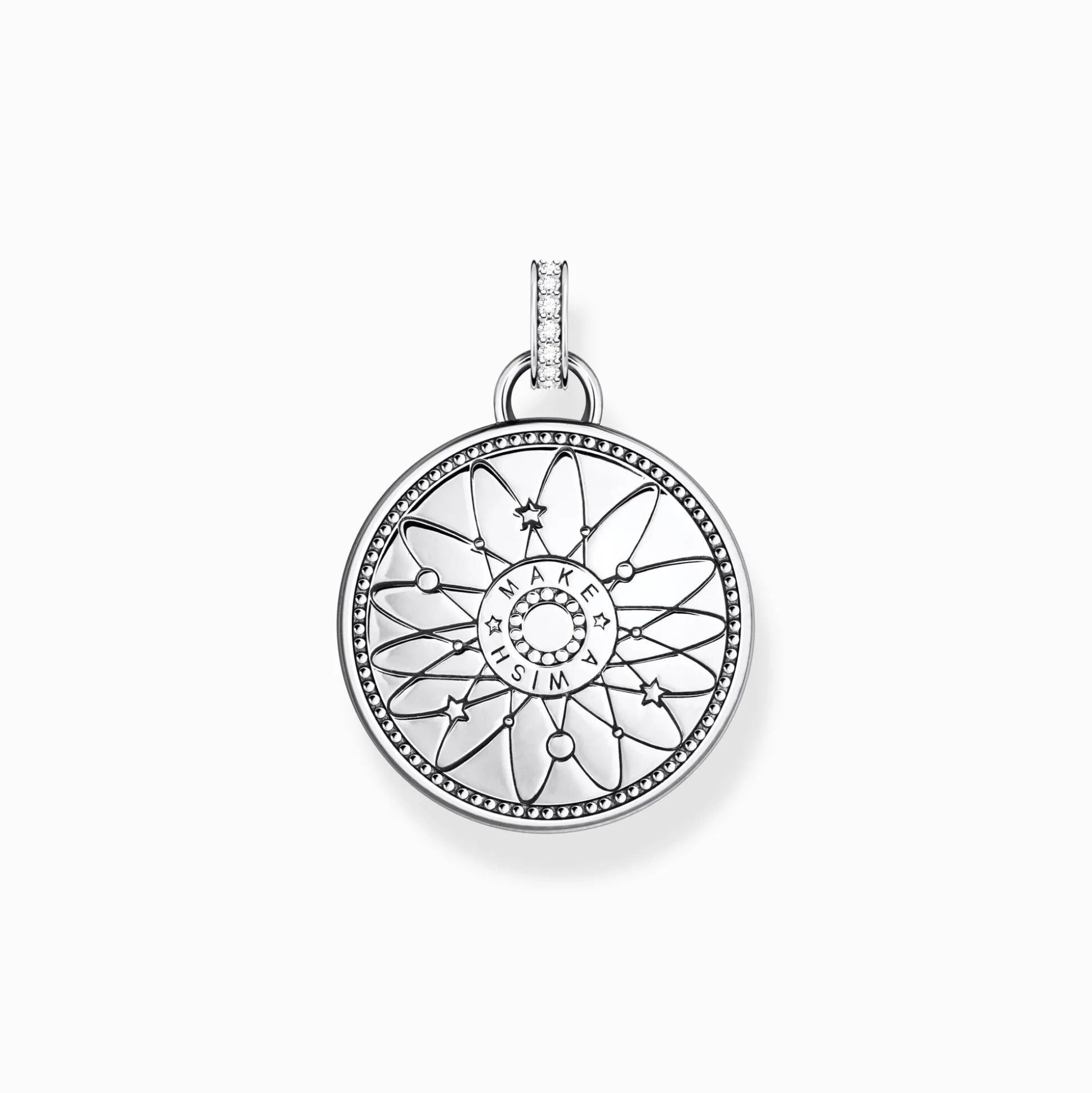 Hot Pendentif en argent Roue de la fortune avec symboles cosmiques Femme Pendentifs|Argent 925