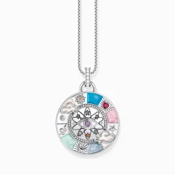 Hot Pendentif en argent Roue de la fortune avec symboles cosmiques Femme Pendentifs|Argent 925
