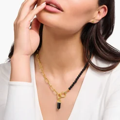 Hot Pendentif hexagone onyx plaqué or Femme Pendentifs|Placage Or 18 Carats - Argent 925
