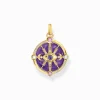 Shop Pendentif œil avec détails cosmiques et pierres plaqué or Femme Pendentifs|Placage Or 18 Carats - Argent 925