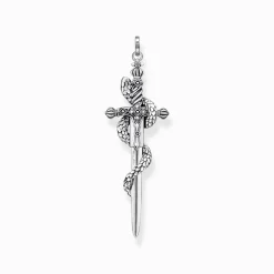 Outlet Pendentif noirci épée avec serpent Femme Pendentifs|Pendentifs