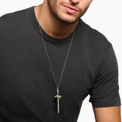 Clearance Pendentif épée avec couronne Femme Pendentifs|Placage Or 18 Carats - Argent 925