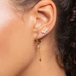 Sale Pendentif pour boucle d'oreille unique étoile or Femme Créoles|Placage Or 18 Carats - Argent 925