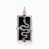 Outlet Pendentif serpent émail à froid noir argent Femme Pendentifs