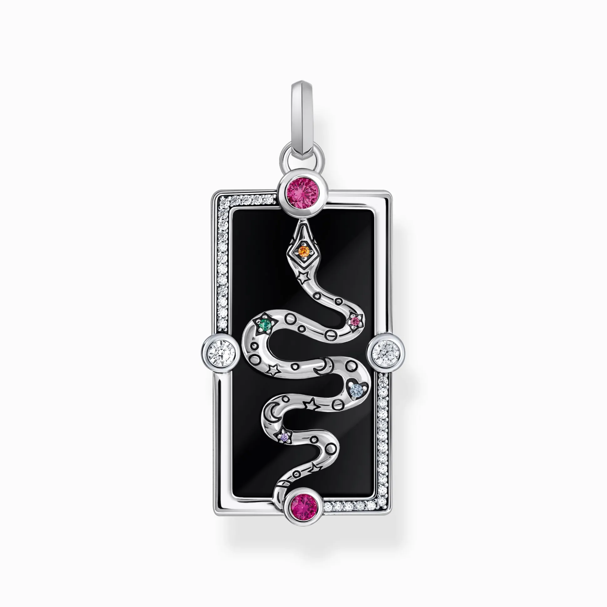 Outlet Pendentif serpent émail à froid noir argent Femme Pendentifs