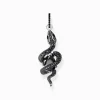 Best Sale Pendentif serpent noirci en argent avec zircon noir Femme Pendentifs|Argent 925