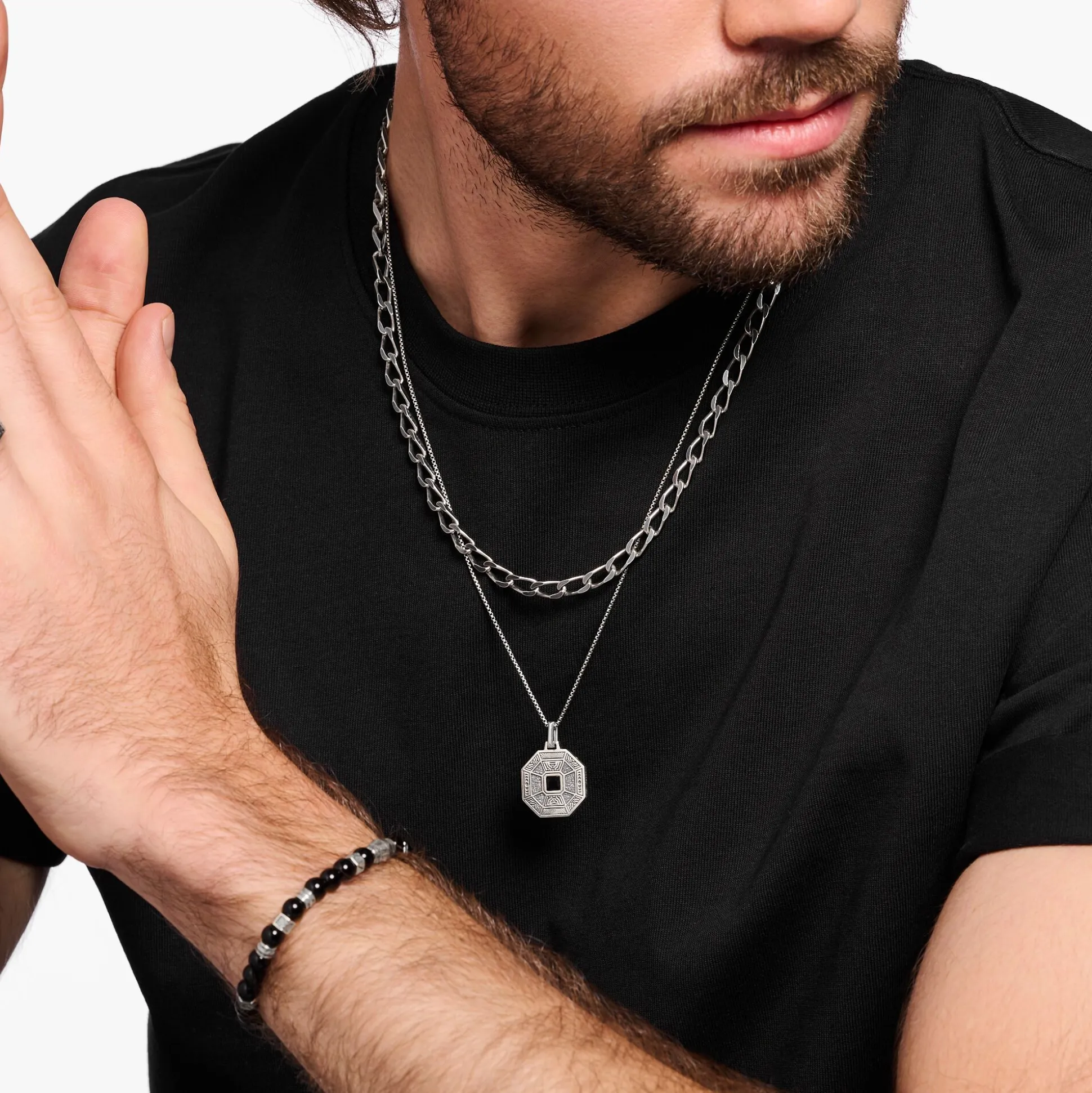 Outlet Pendentif talisman avec noires onyx argent Femme Pendentifs|Pendentifs