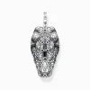 Online Pendentif tête de crocodile, argent noirci et gemmes noires et vertes Femme Pendentifs|Pendentifs