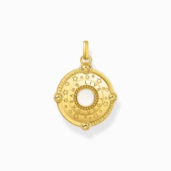 New Petit pendentif avec croissant de lune et pierres multicolores plaqué or Femme Pendentifs|Placage Or 18 Carats - Argent 925
