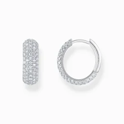 Hot Petites boucles d'oreilles en argent avec zircon blanc Femme Créoles|Argent 925