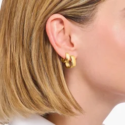 Online Petites boucles d'oreilles plaquées or de forme angulaire Femme Créoles