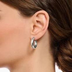 Online Petites créoles Chunky en argent Femme Créoles