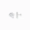 Best Sale Petits clous d’oreilles avec quatre zircons blancs argent Femme Boucles D'oreilles|Clous D'oreilles