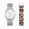 Shop Set Code TS montre blanche et bracelet imprimé animal Femme Montres|Montres Pour Femmes