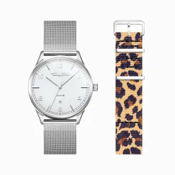 Shop Set Code TS montre blanche et bracelet imprimé animal Femme Montres|Montres Pour Femmes