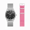 Clearance Set Code TS montre noir et bracelet rose Femme Montres|Montres Pour Femmes