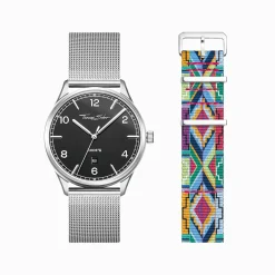 Cheap Set Code TS montre noir et bracelet motif graphique coloré Femme Montres|Montres Pour Femmes