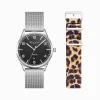 Online Set Code TS montre noire et bracelet imprimé animal Femme Montres|Montres Pour Femmes