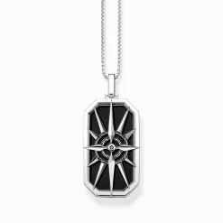 Best Sale Set de bijoux chaîne boussole noir et argent noirci Femme Chaînes & Colliers|Chaînes & Colliers
