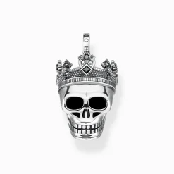 Discount Set de bijoux chaîne tête de mort avec couronne argent noirci Femme Chaînes & Colliers|Chaînes & Colliers