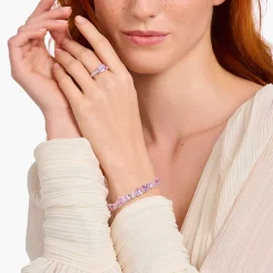 New Solitaire en argent avec pierres rose vif Femme Bagues|Argent 925